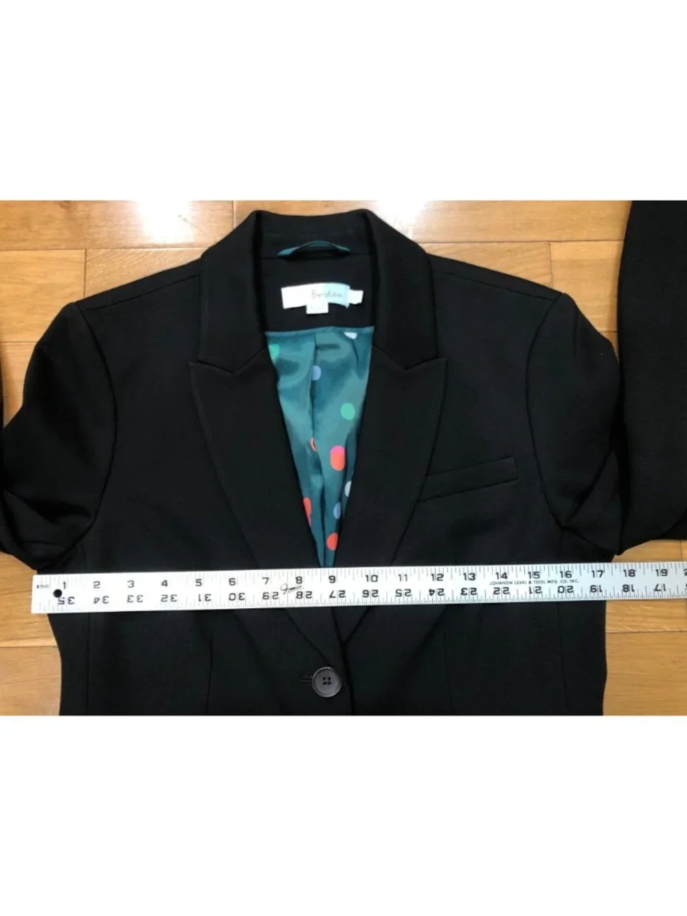Boden WE545 Marylebone Ponte Blazer Black Stretch Tailored Polka Dot Lining Sz 8